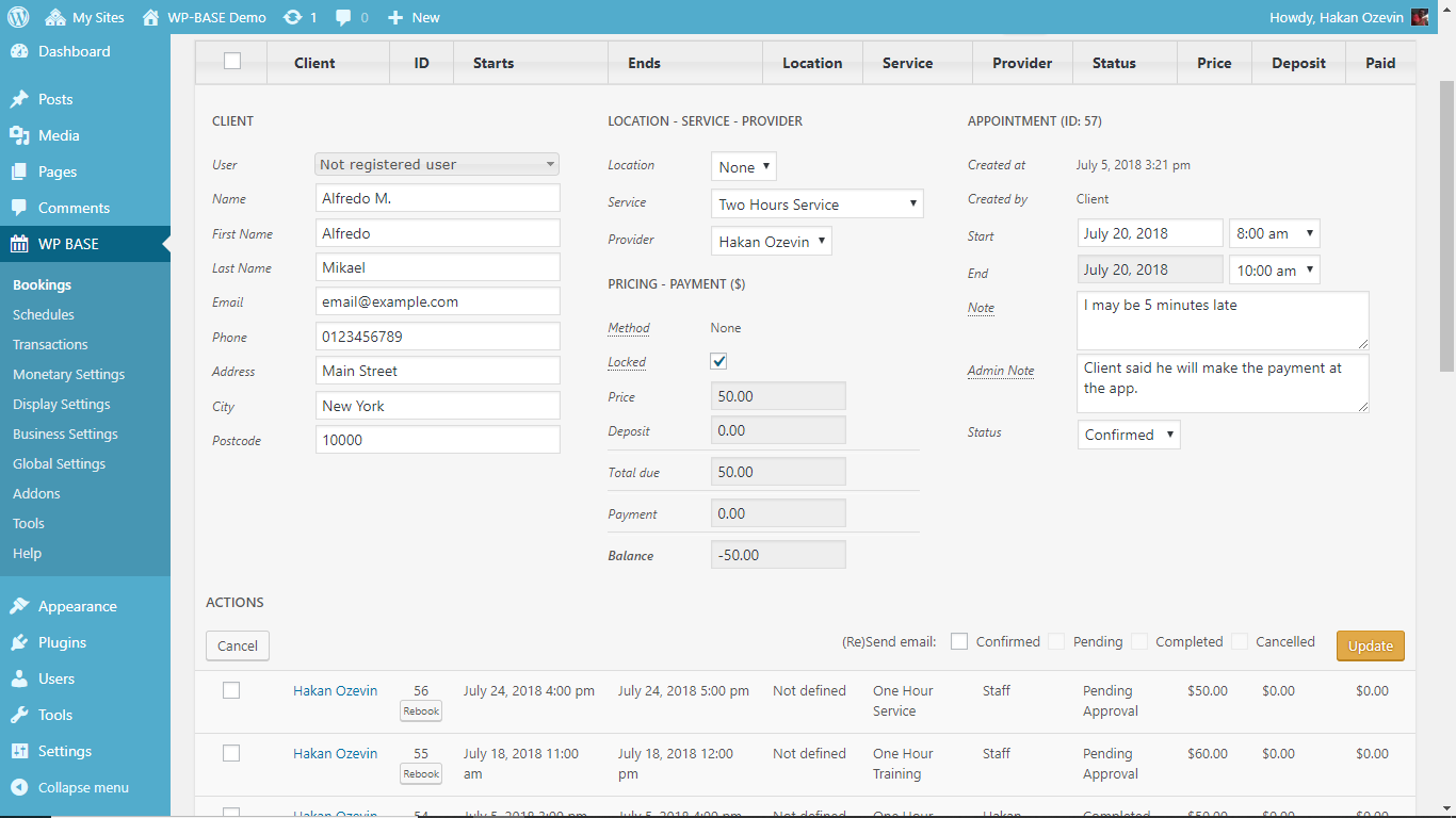 Adding Editing Bookings Wp Base